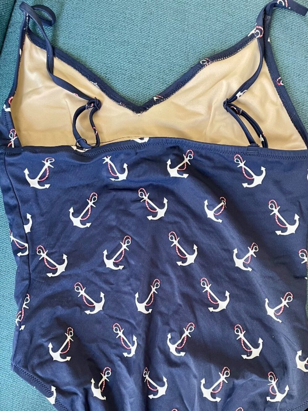 J. CREW Navy One-Piece Swimsuit with Anchor Print MEDIUM - Picture 4 of 6